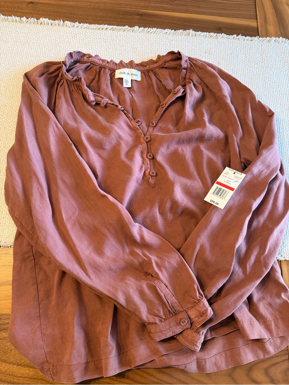 cloth & stone NWT Women's Rust Button-Front Peasant Blouse